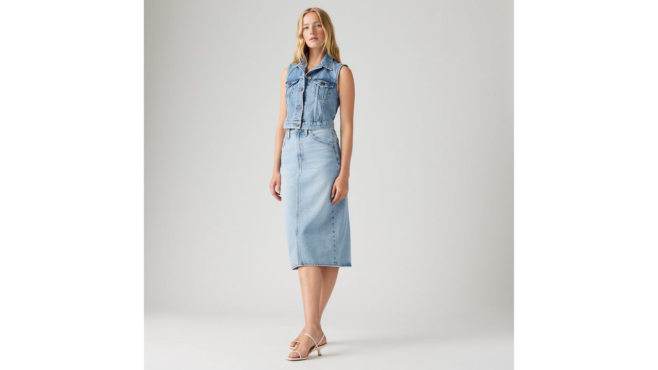 High Rise Back Slit Skirt