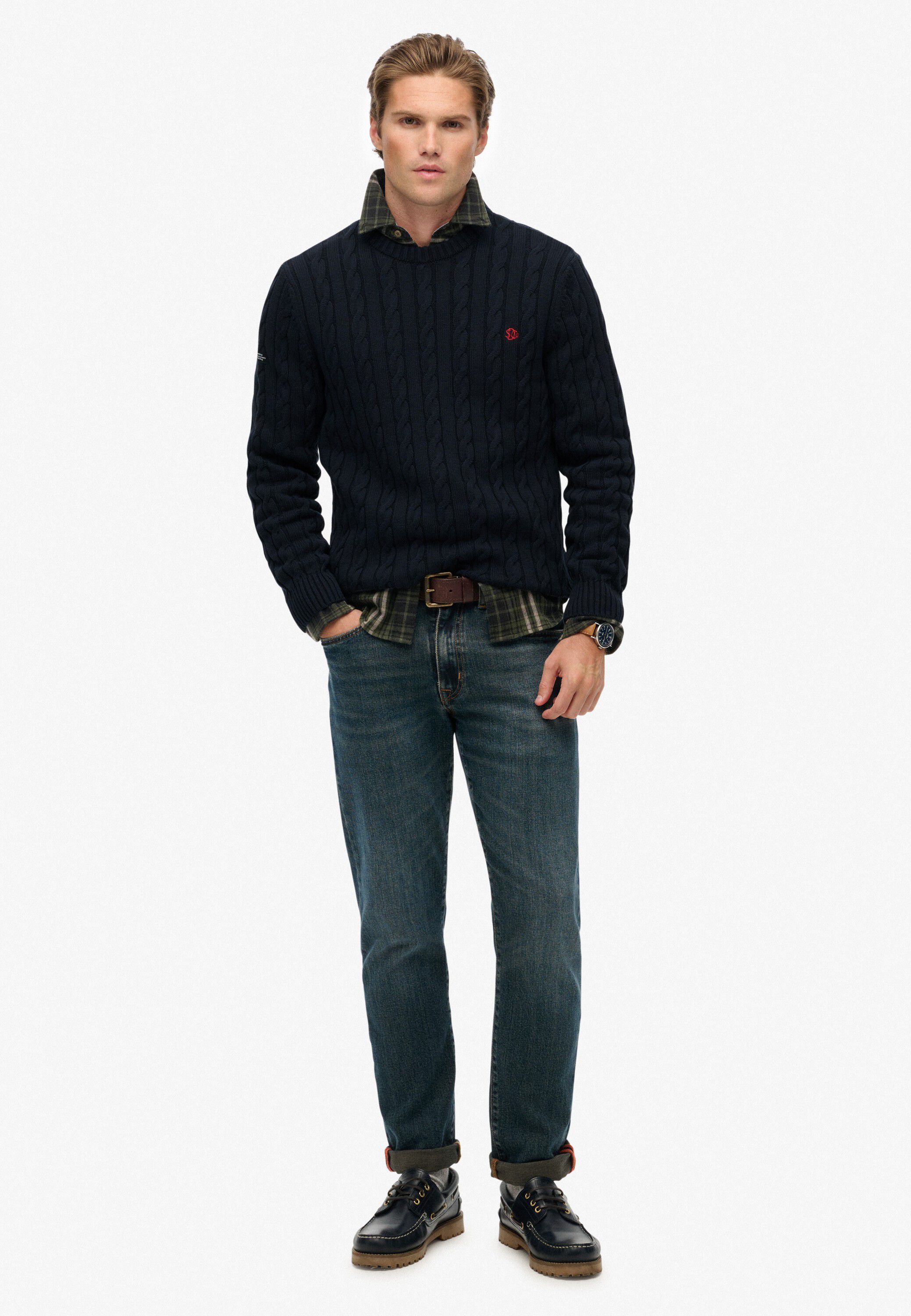 COTTON CABLE KNIT CREW