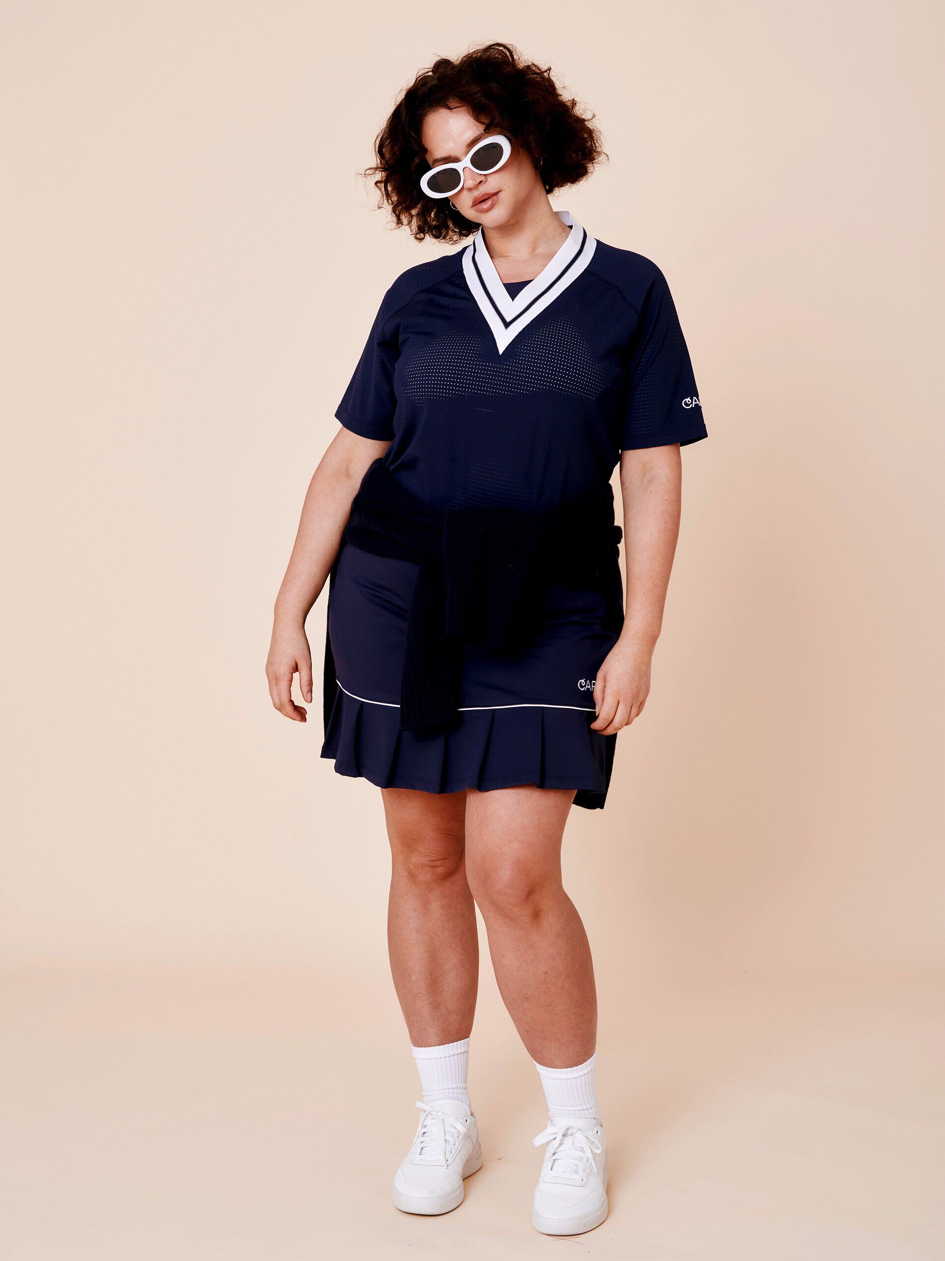 Power Play v-neck mesh tee - Ocean