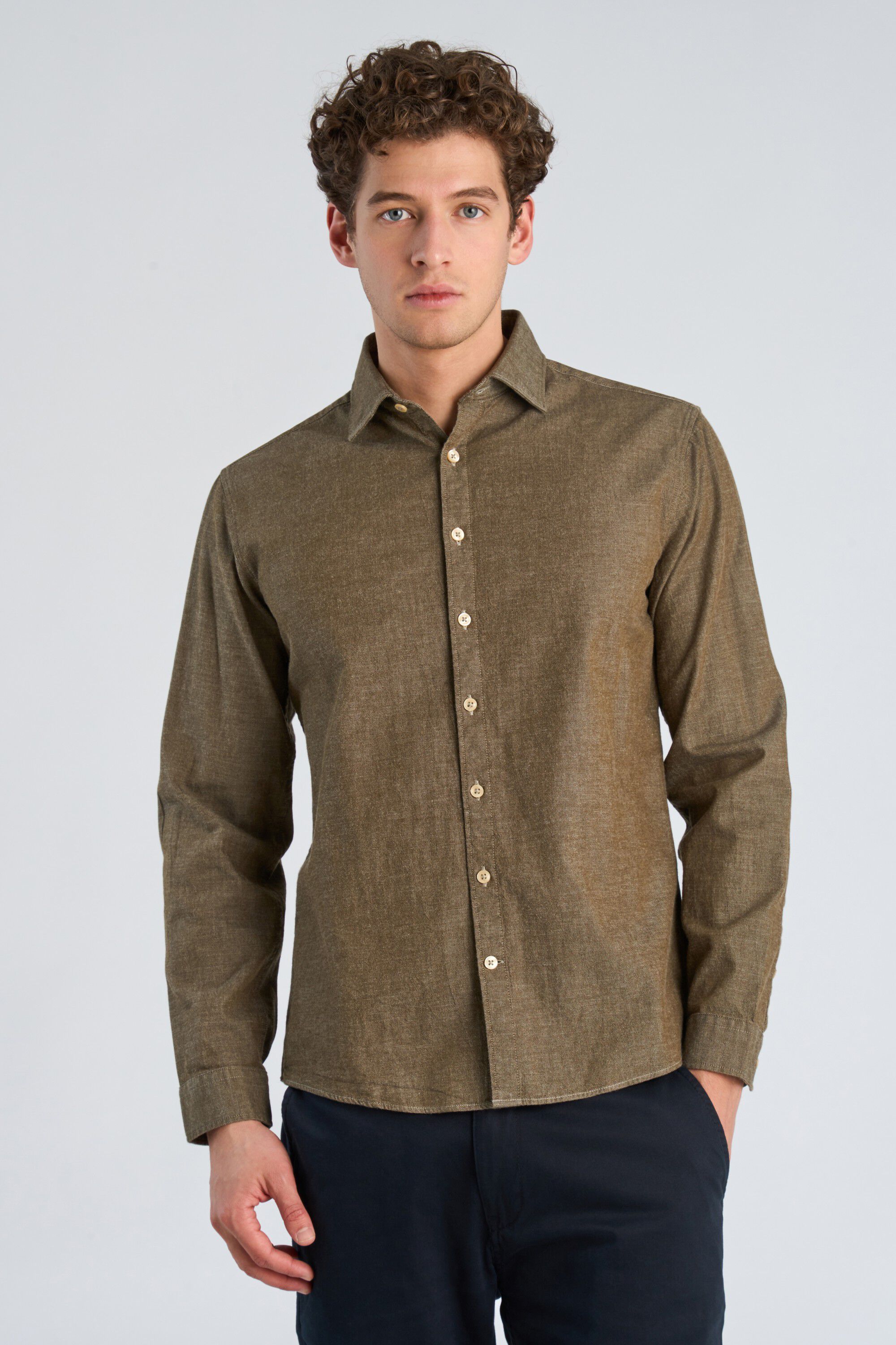 Soft indigo stretch shirt L/S