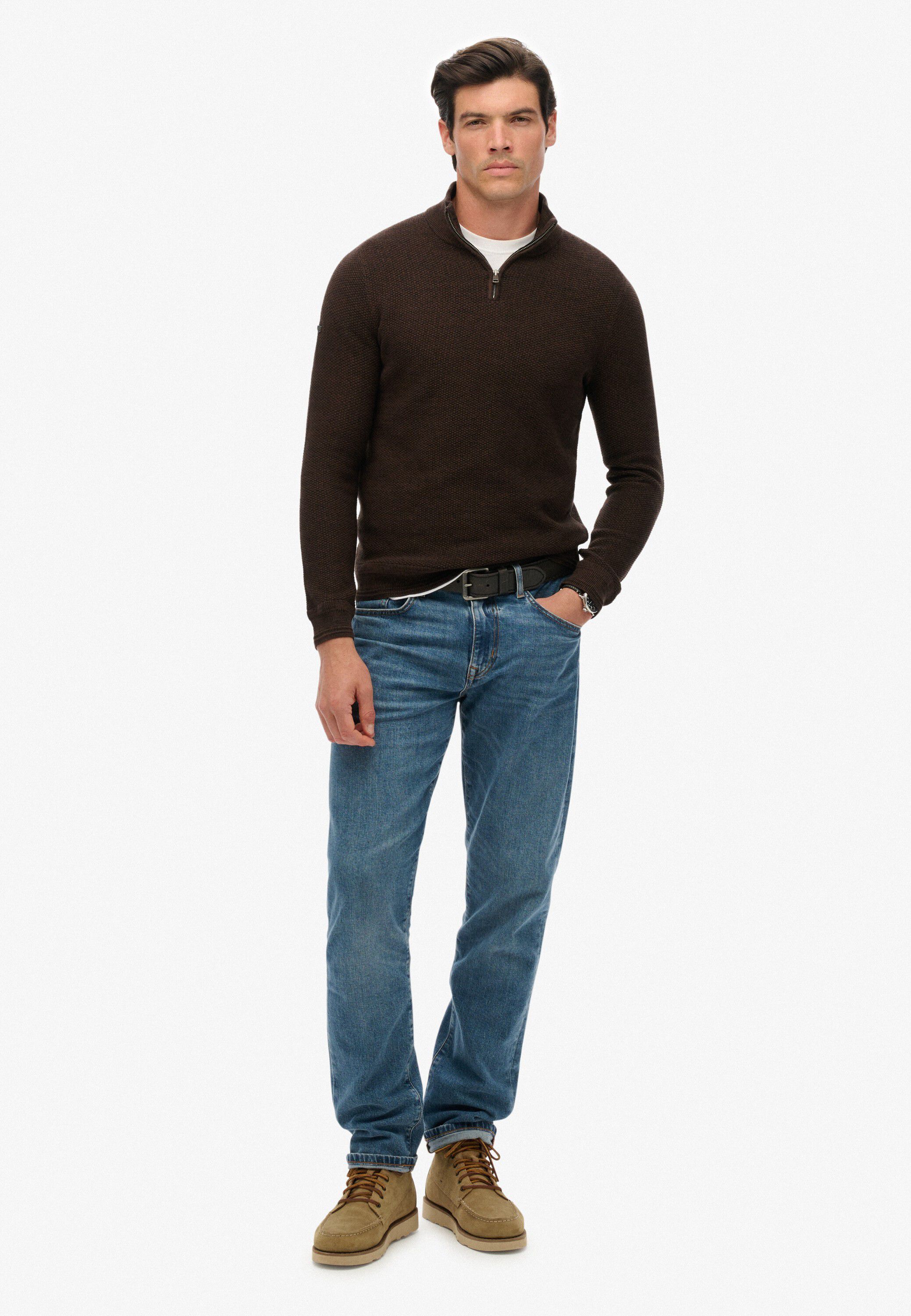 LW COTTON TEXTURE HALF ZIP