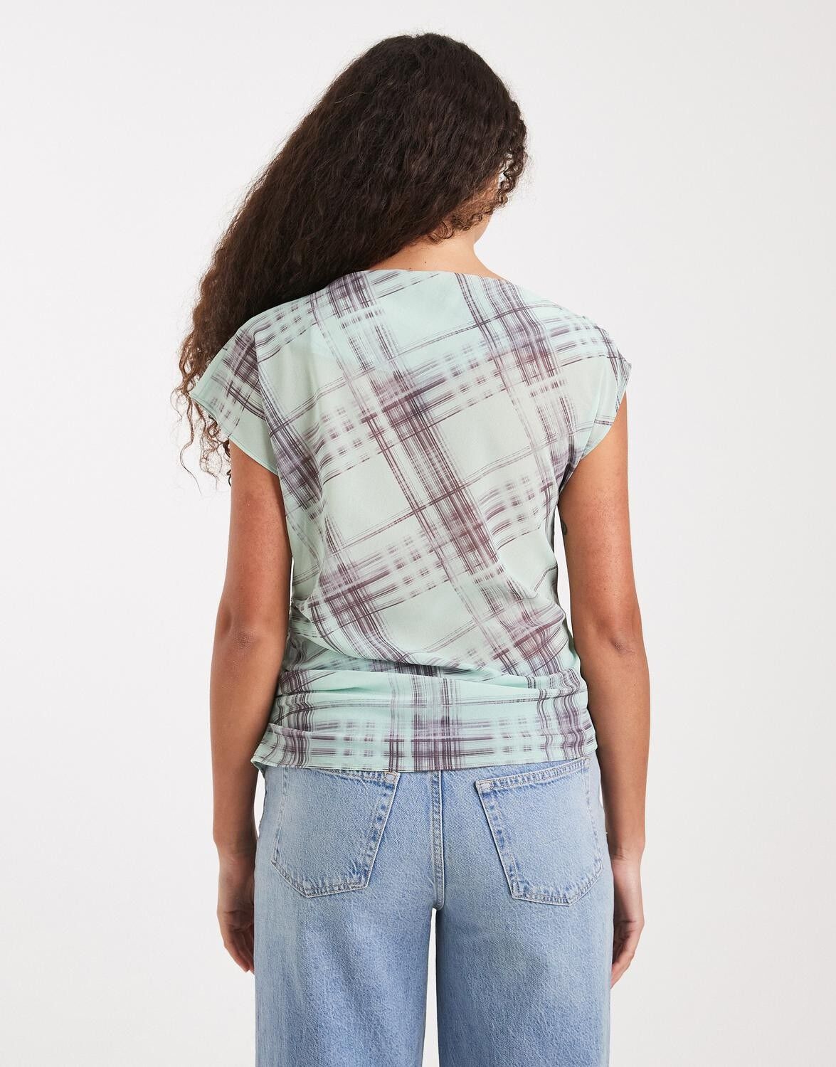 Tsrobin Chiffon Check Top Wvn