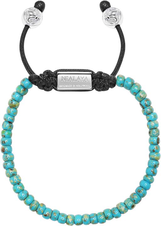 Men's Miyuki Beaded Bracelet with Turquoise and Silver