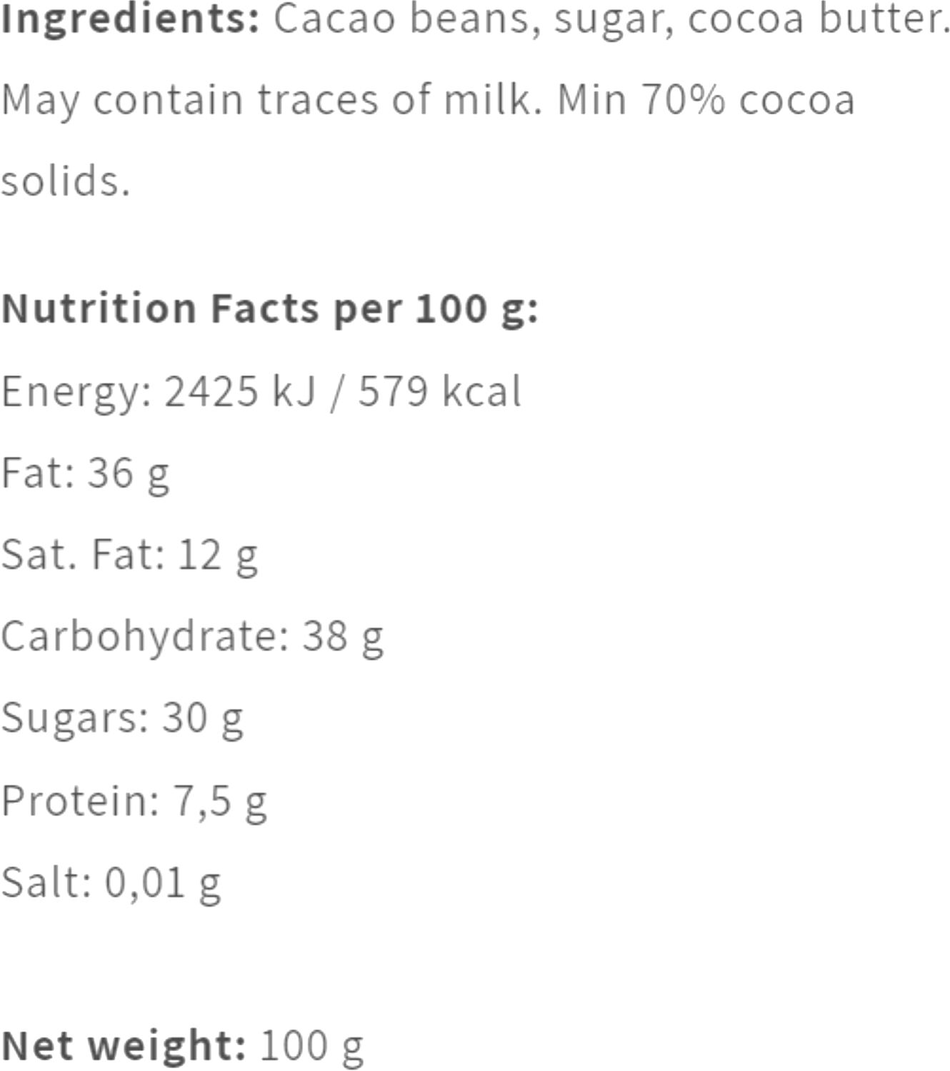Chuno Triple Turned, Nicaragua 70 %