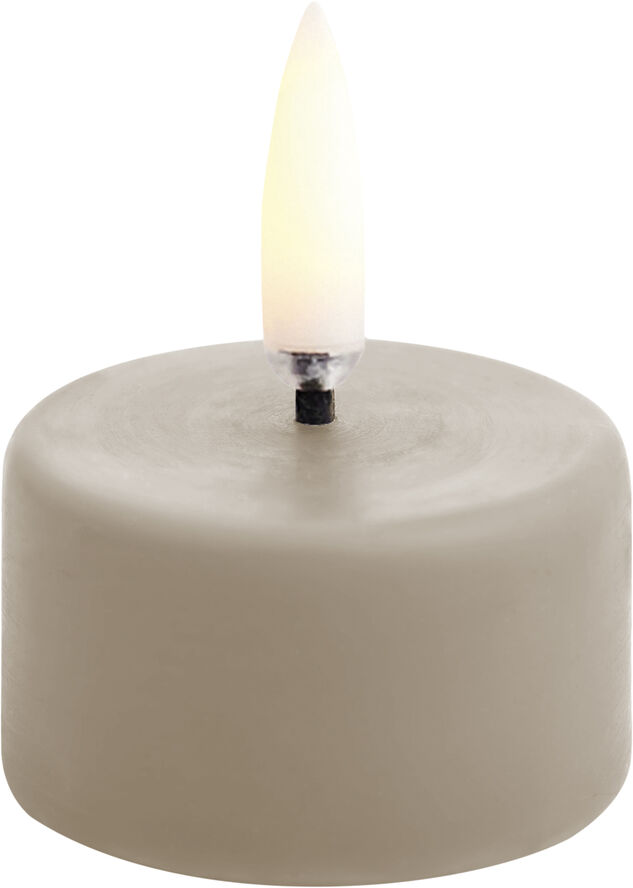 LED tealight premium w/ screw, Sandstone wax, Smooth, 4x2,5