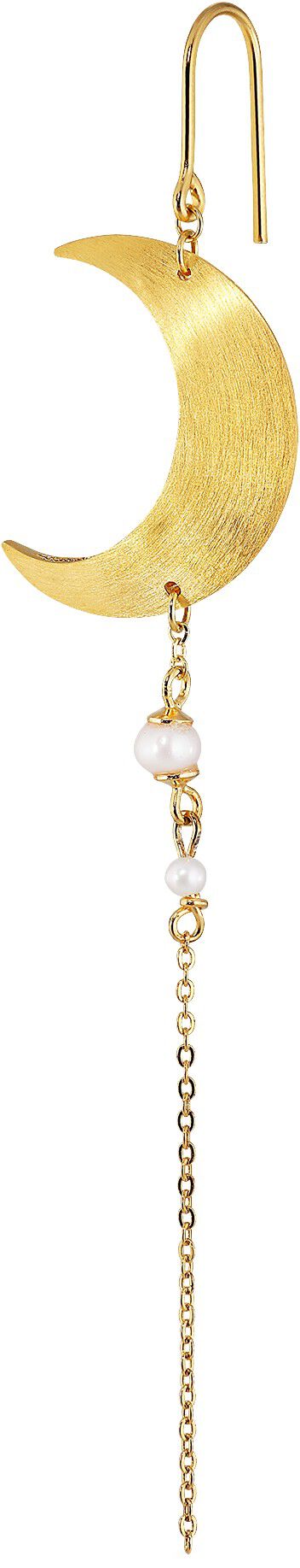 Half Moon Earring with Pearl Chain