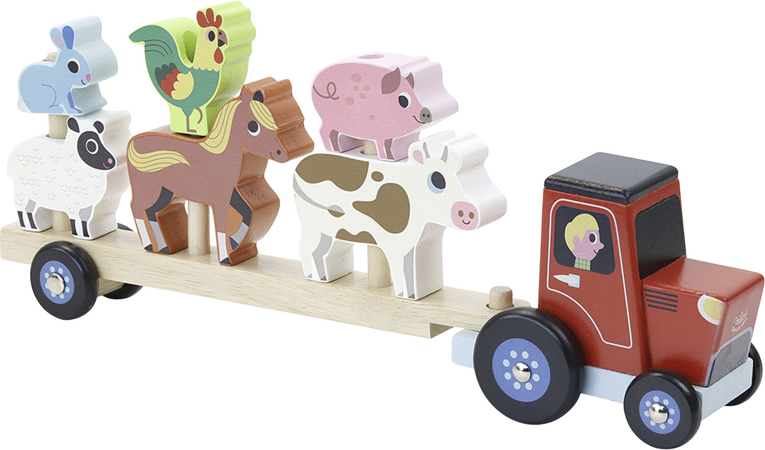 Vilac - Traktor med anh&aelig;nger og stabledyr