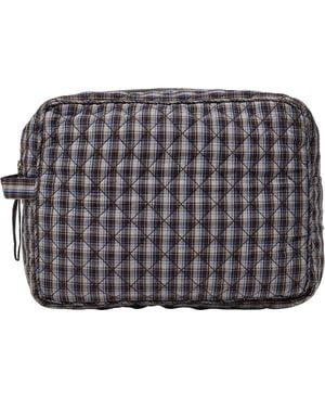 Make Up Bag, Quilted - Cotton Poplin YD Big-Brown Check