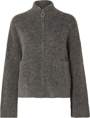 SLFSIA RAS LS ALPACA BLEND KNIT ZIPPER CARDIGAN