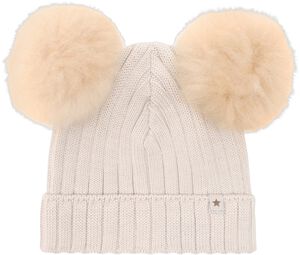 Hat Knit Alpaca Pompoms