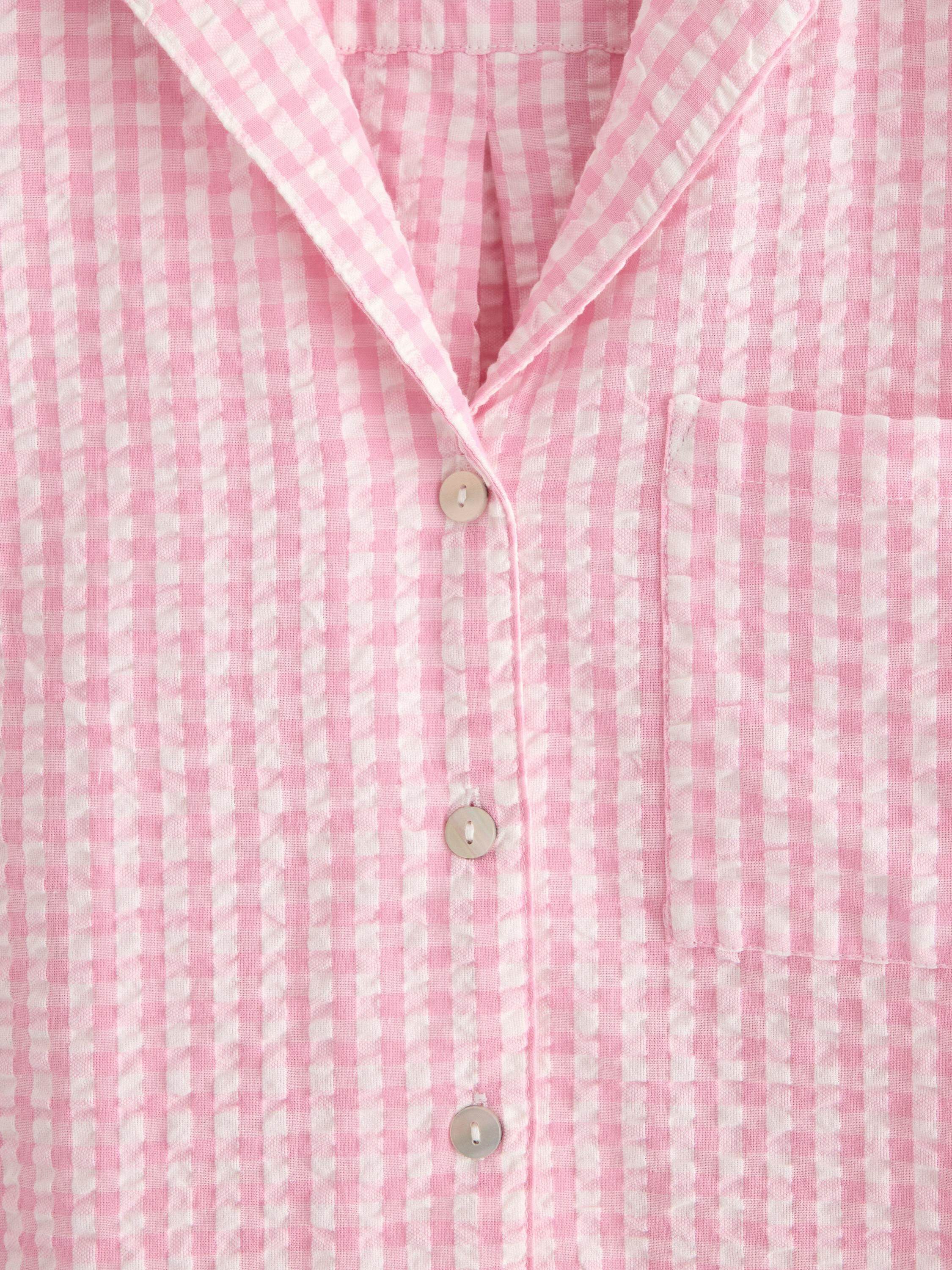 Pyjamasskjorte i seersucker med lan