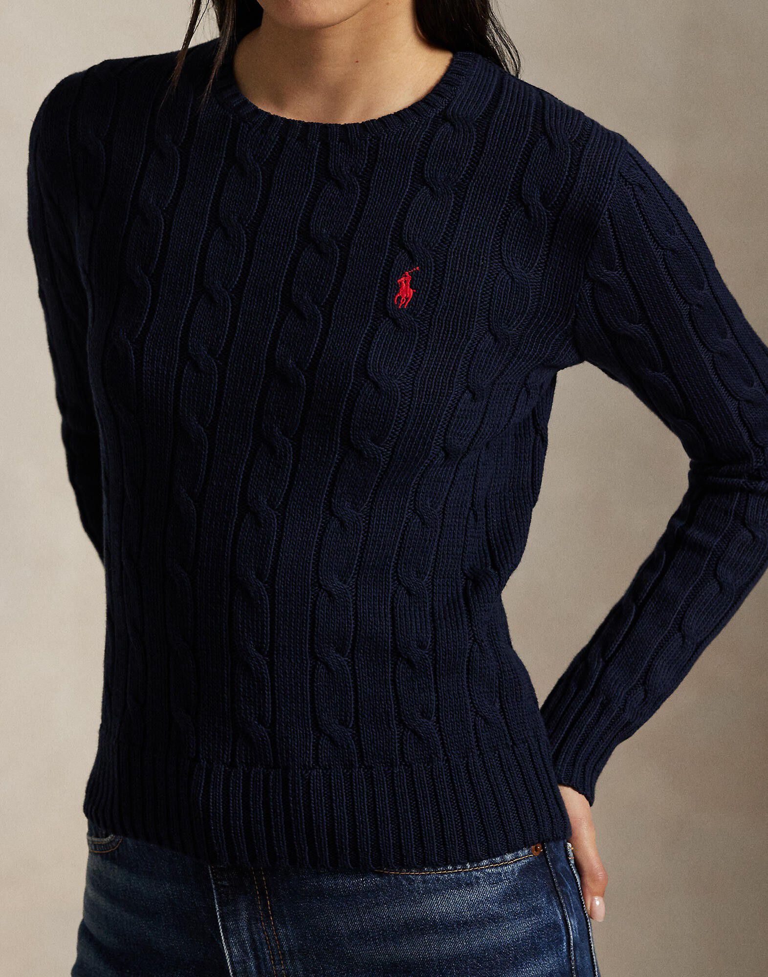 Cable-Knit Cotton Crewneck Sweater