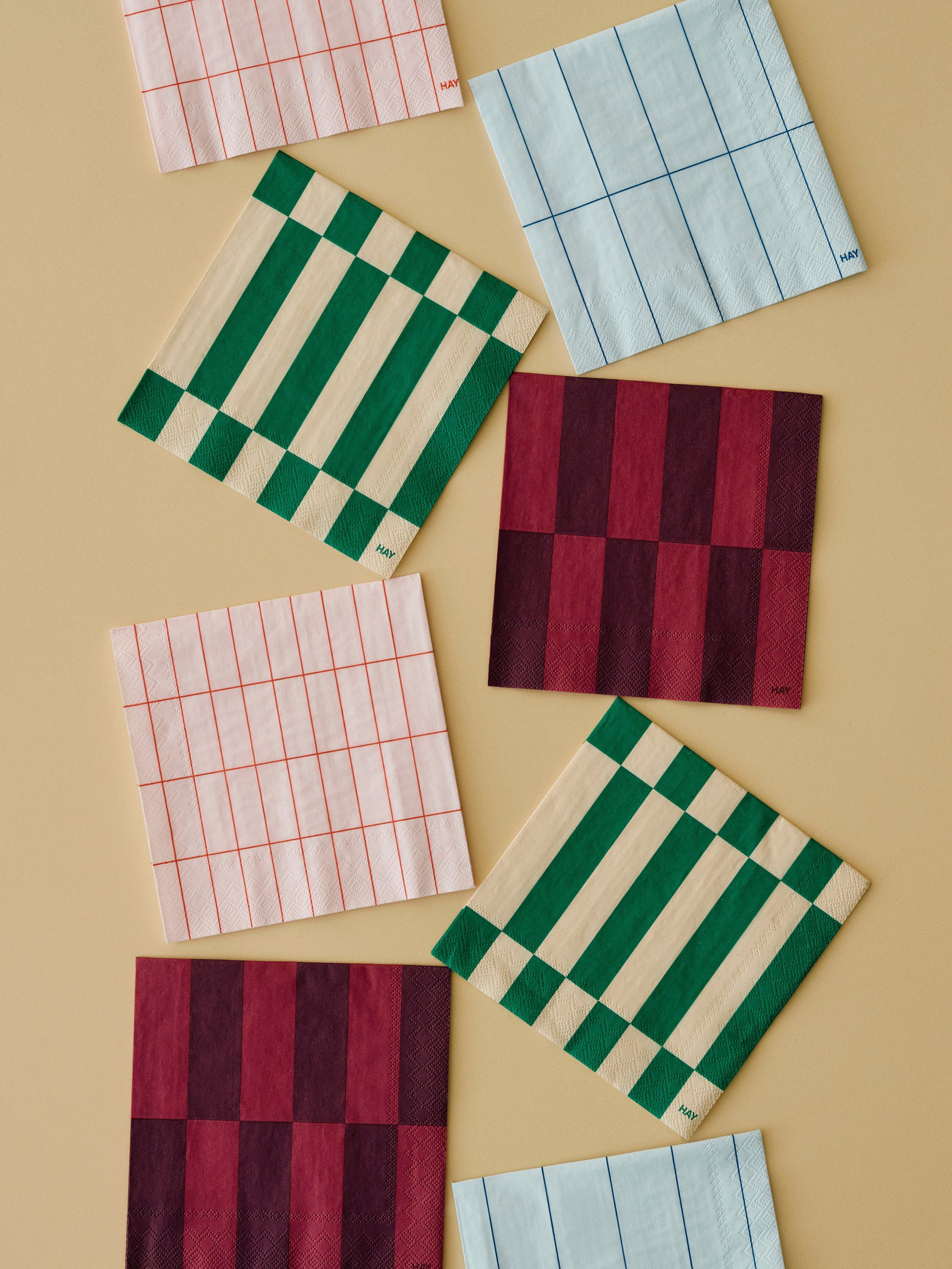 Pattern Napkins-Set of 20 Cocktail-Off-white and green