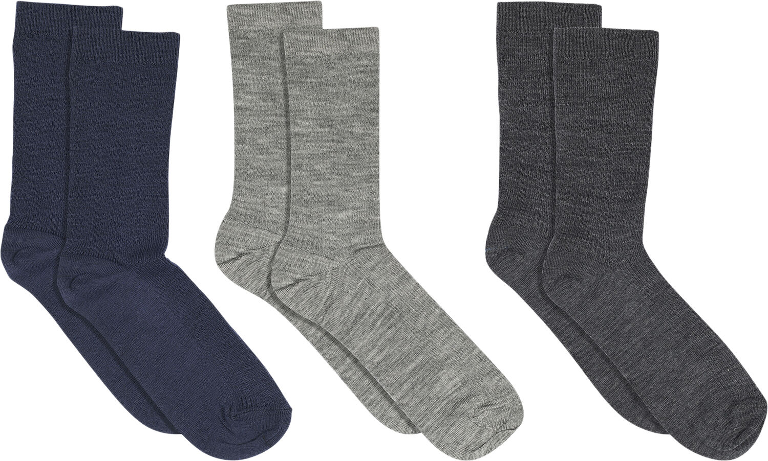 Fine wool rib socks - 3-packs