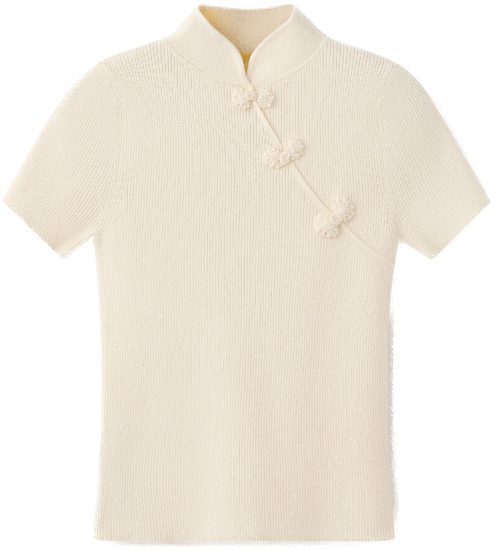 Ribbed knitted jumper with frog clo