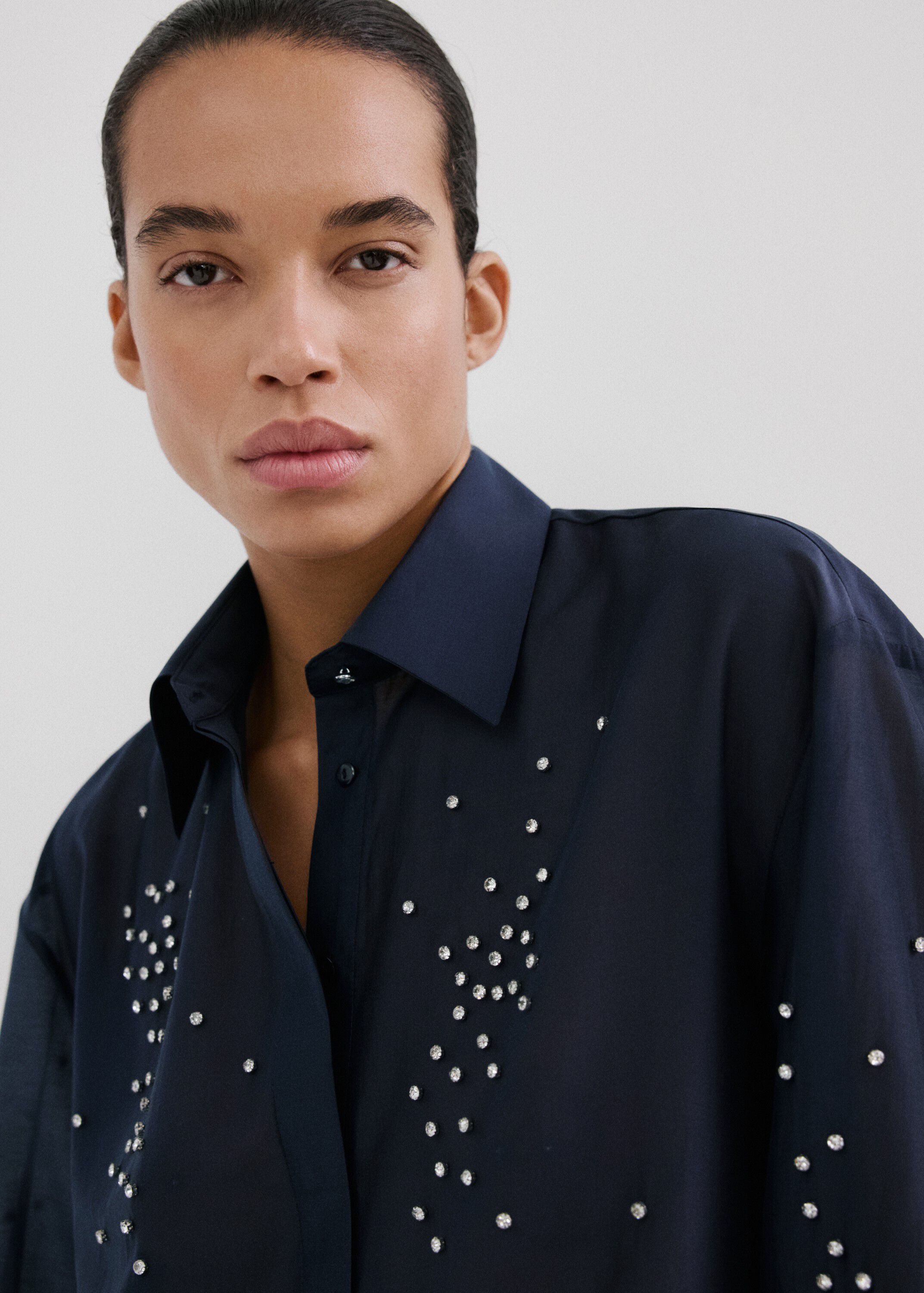 Lyocell shirt with rhinestones