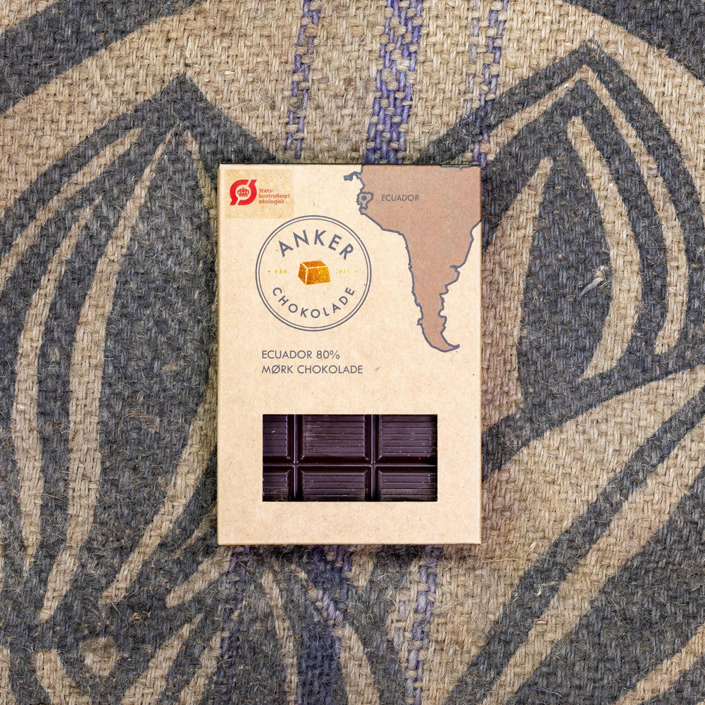 100gr Plade - Ecuador 80% m&oslash;rk chokolade
