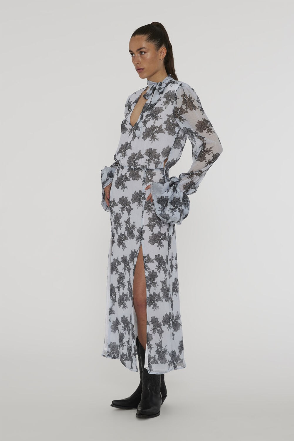 Chiffon Bow Midi Dress