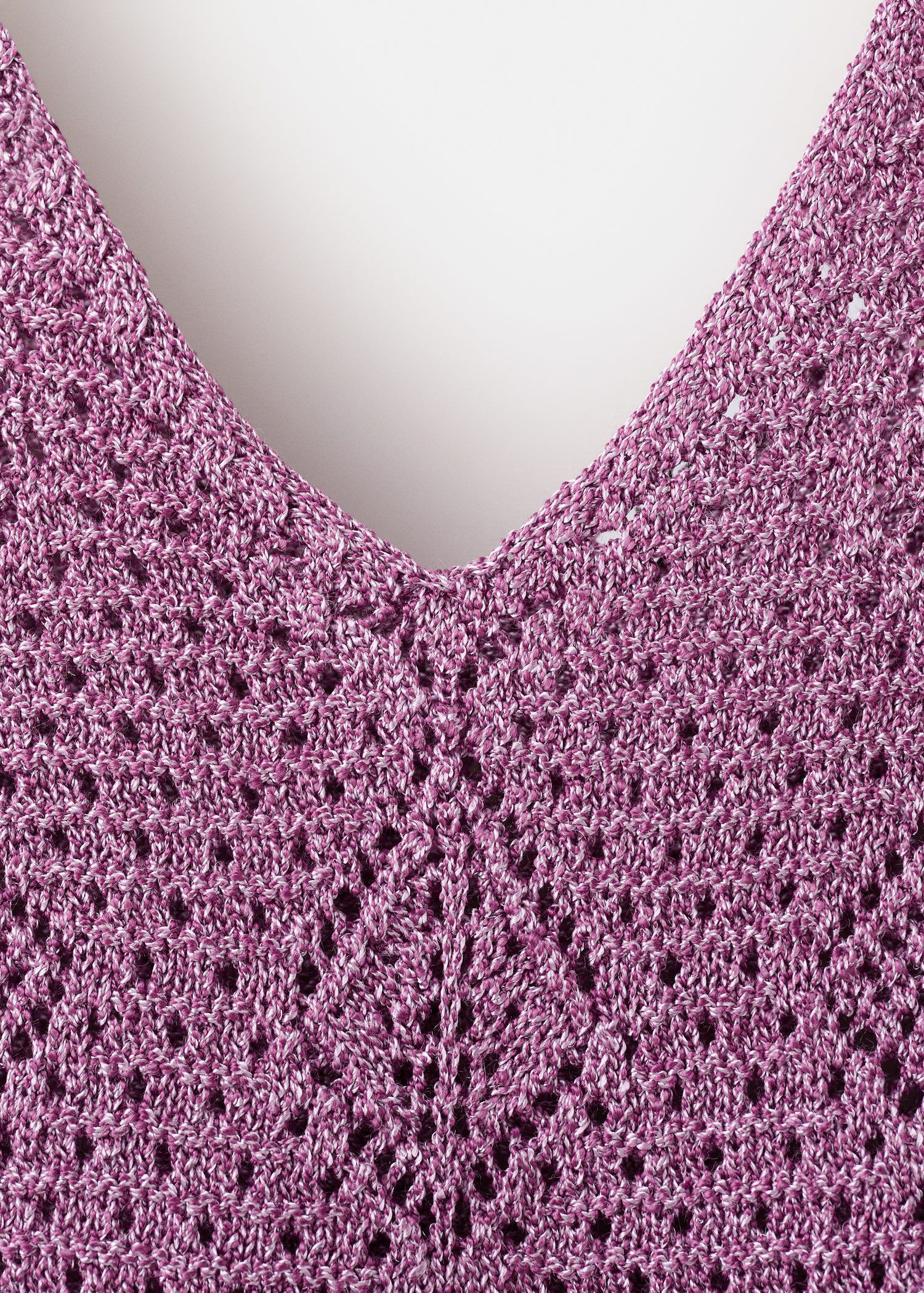 Scalloped frill lurex crochet top