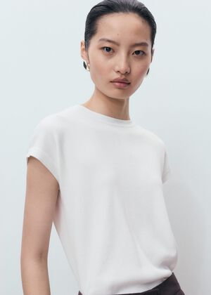 Short-sleeved knitted cotton sweate