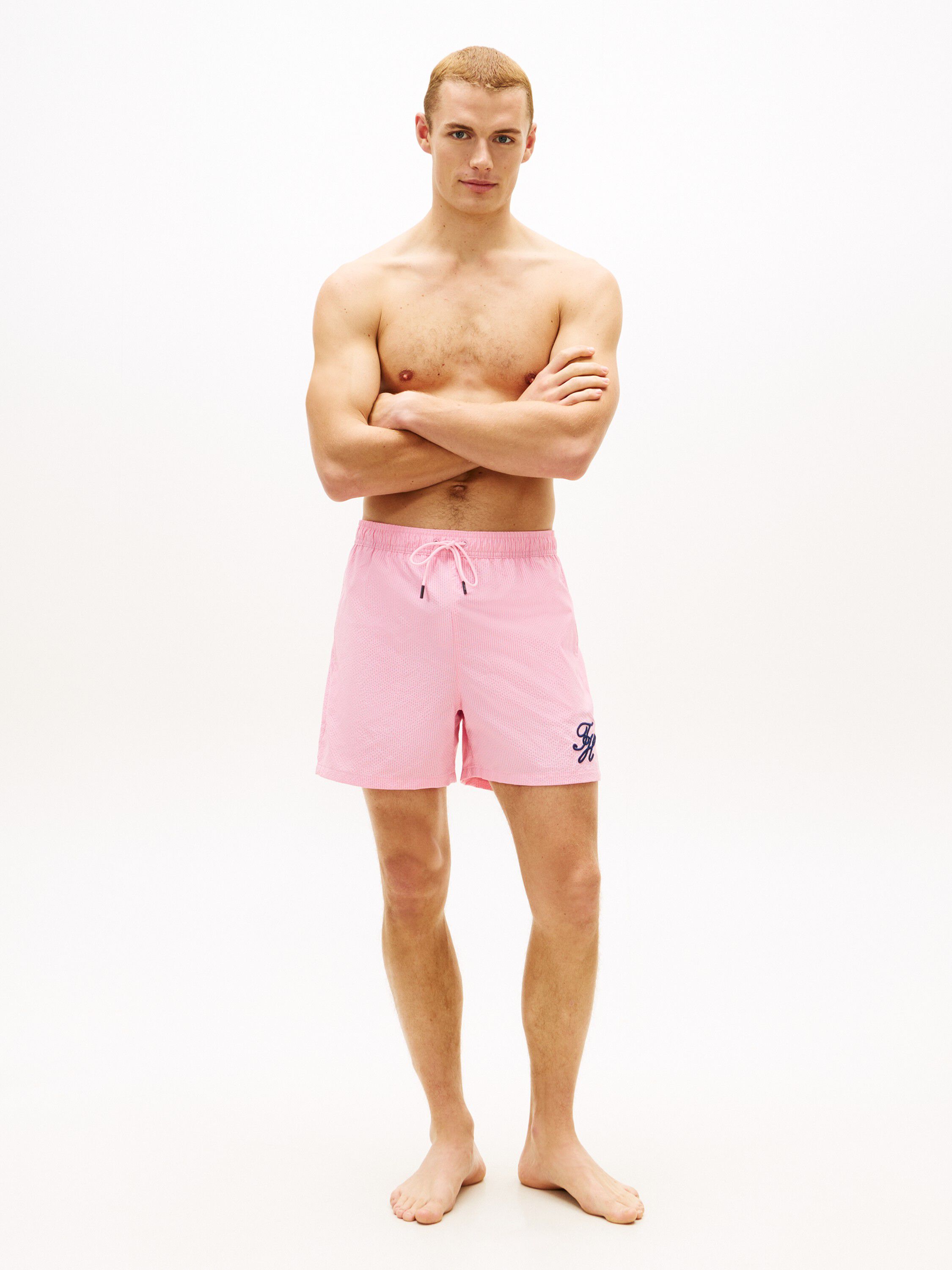 Ithaca Stripe Mid Length Swim Shorts