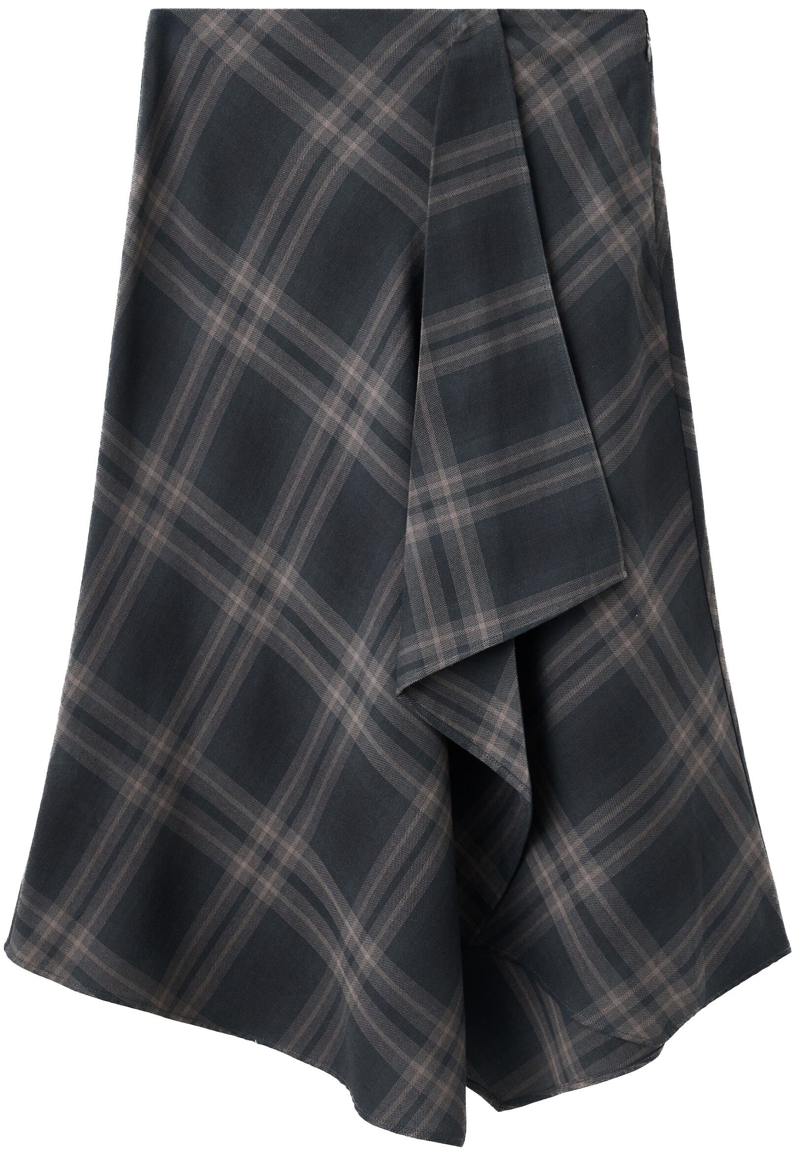 Checked asymmetric skirt