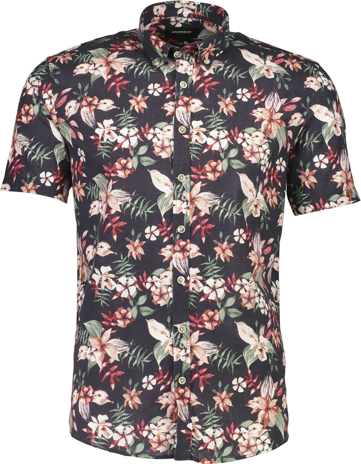 Printed cotton/linen shirt S/S