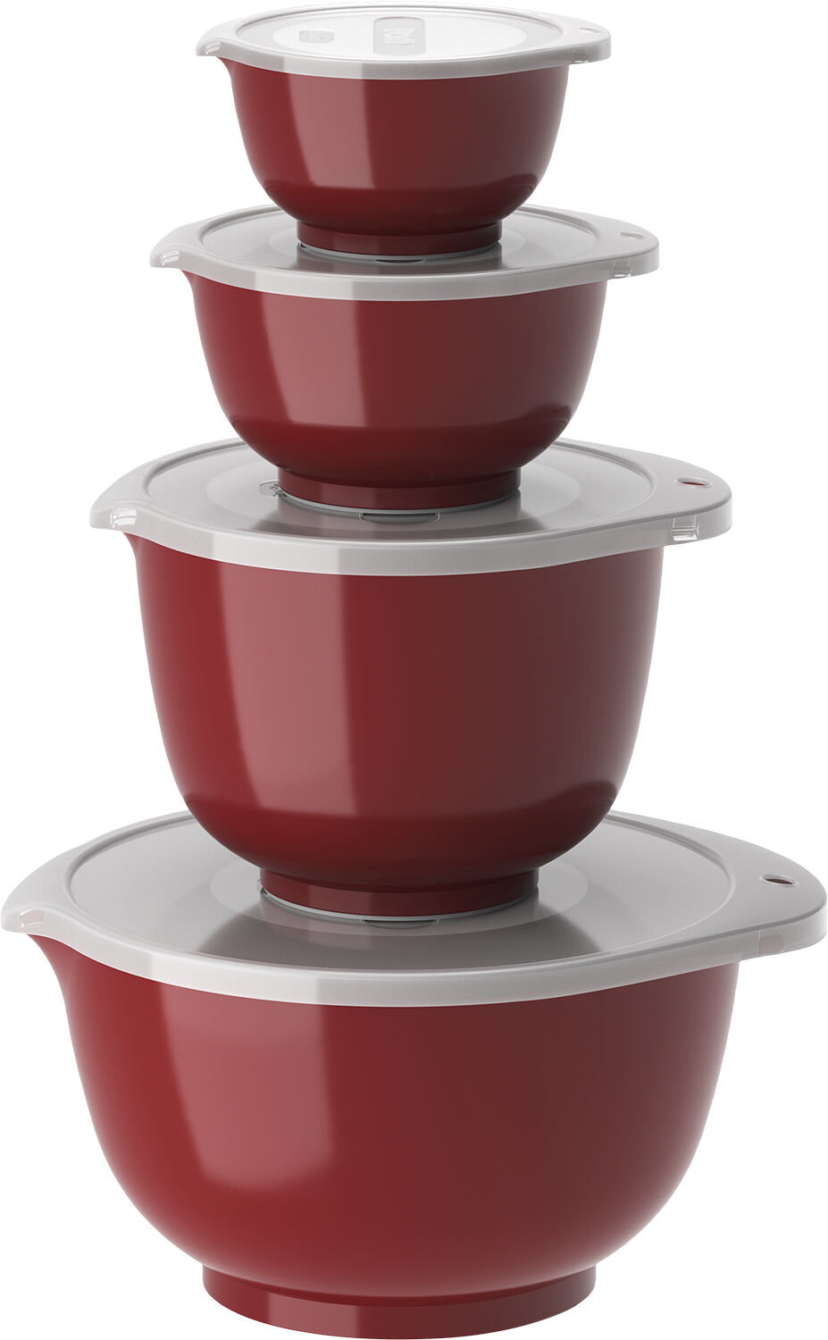 Margrethe-s&aelig;t 8 dele 0,25 + 0,5 + 1,5 + 3 L R&oslash;d