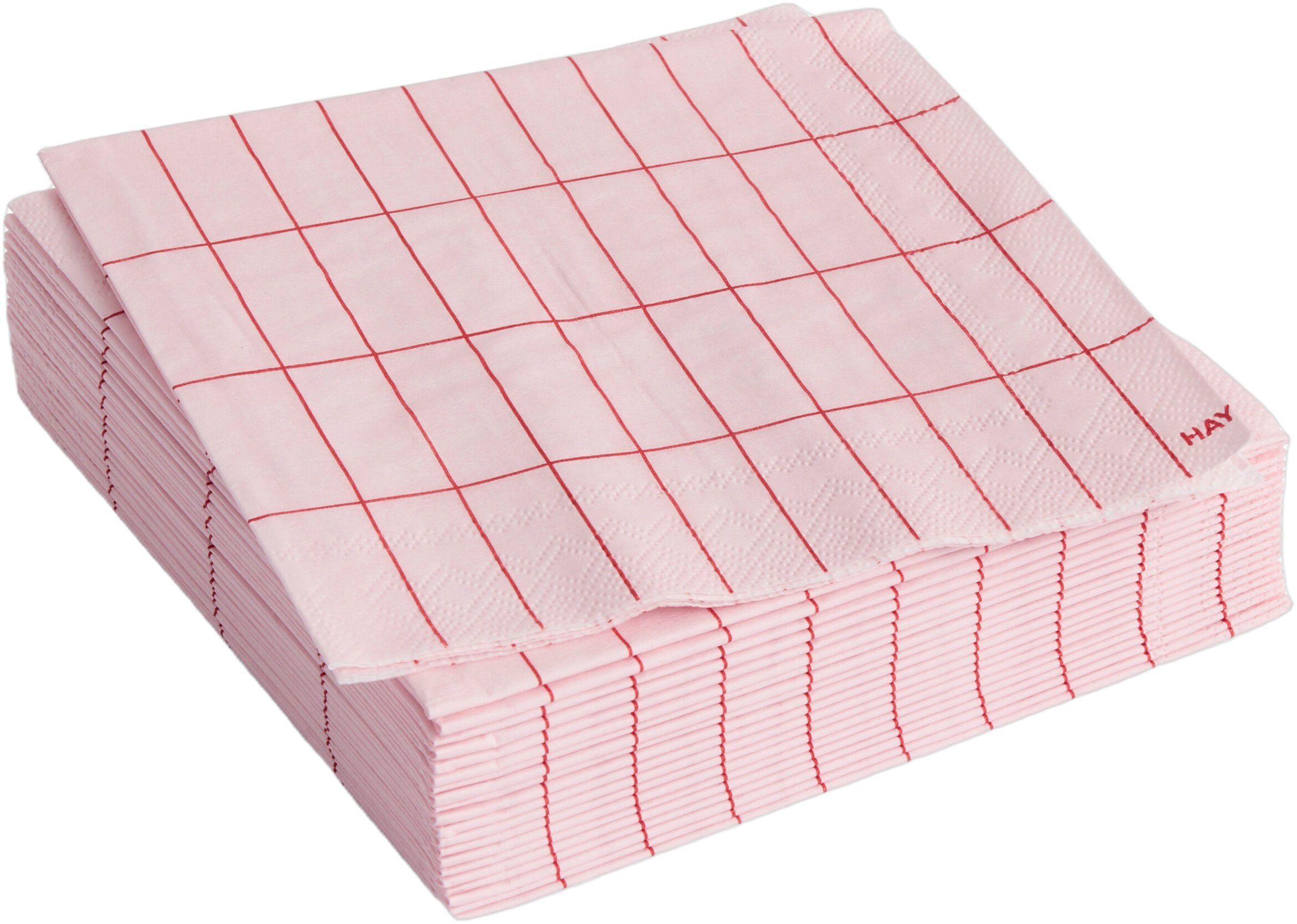 Pattern Napkins-Set of 20 Cocktail-Light pink and red grid