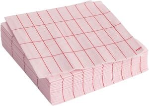 Pattern Napkins-Set of 20 Cocktail-Light pink and red grid