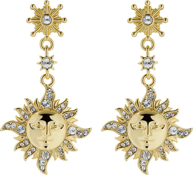 DELSTAR Sun Moon Crystal Drop Earri
