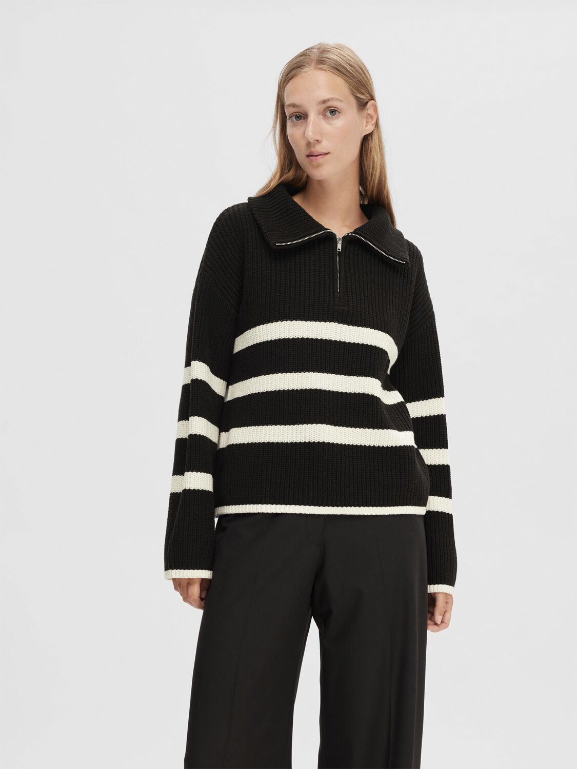 SLFBLOOMIE LS KNIT HALF ZIP