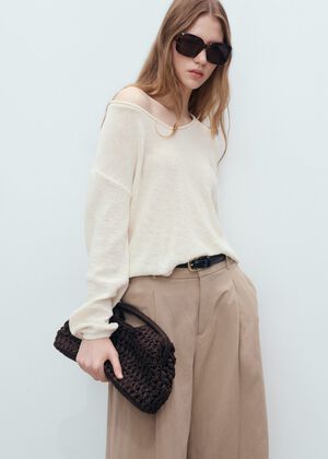 V-neck knit sweater