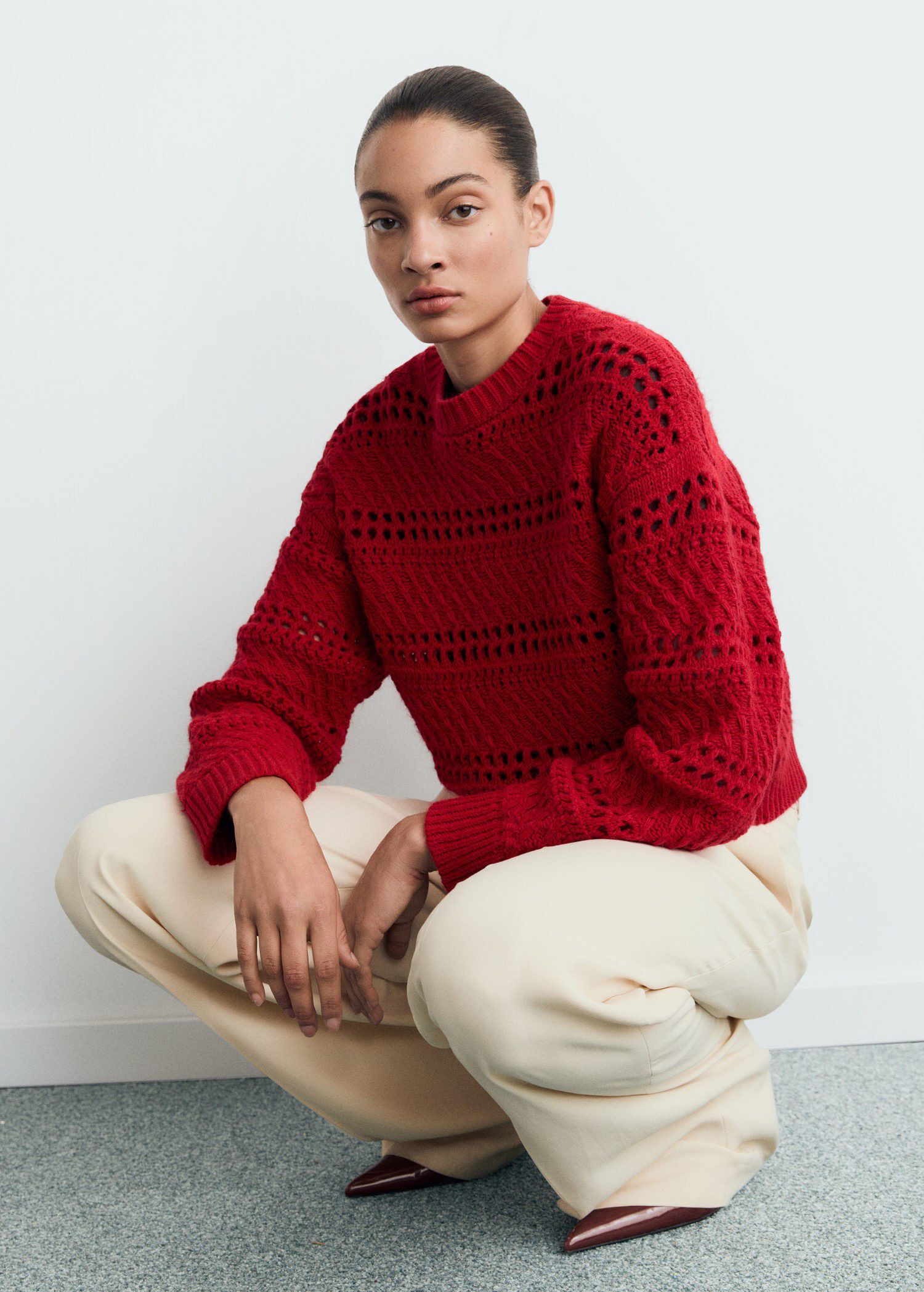 Openwork knit sweater