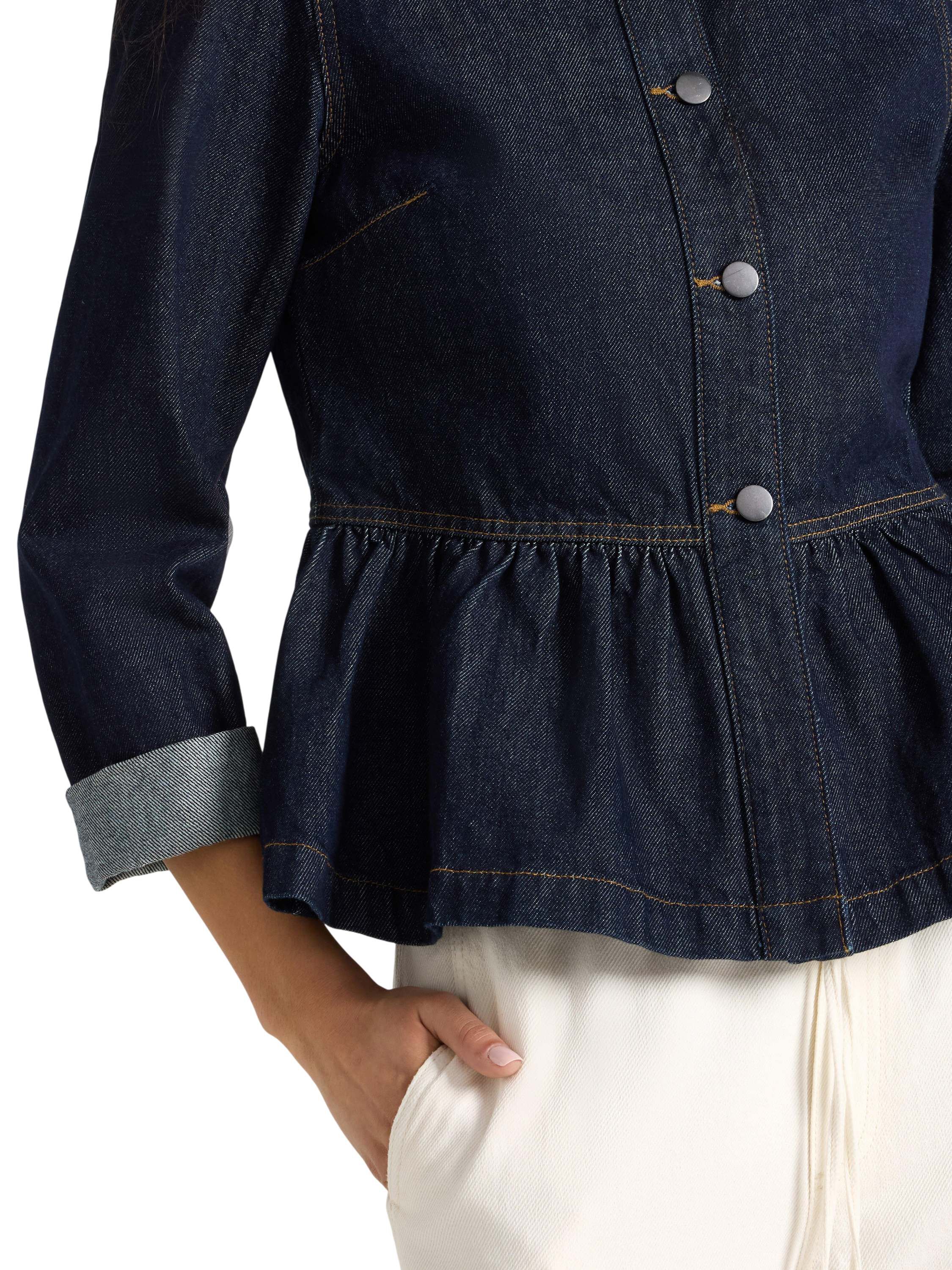 Denimjakke med peplum-passform og u