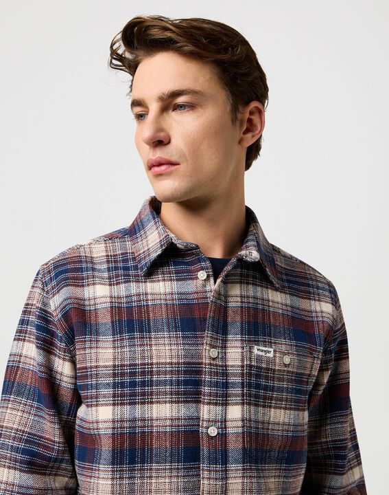 BRUSHED 1 PKT SHIRT NAVY BIRCH