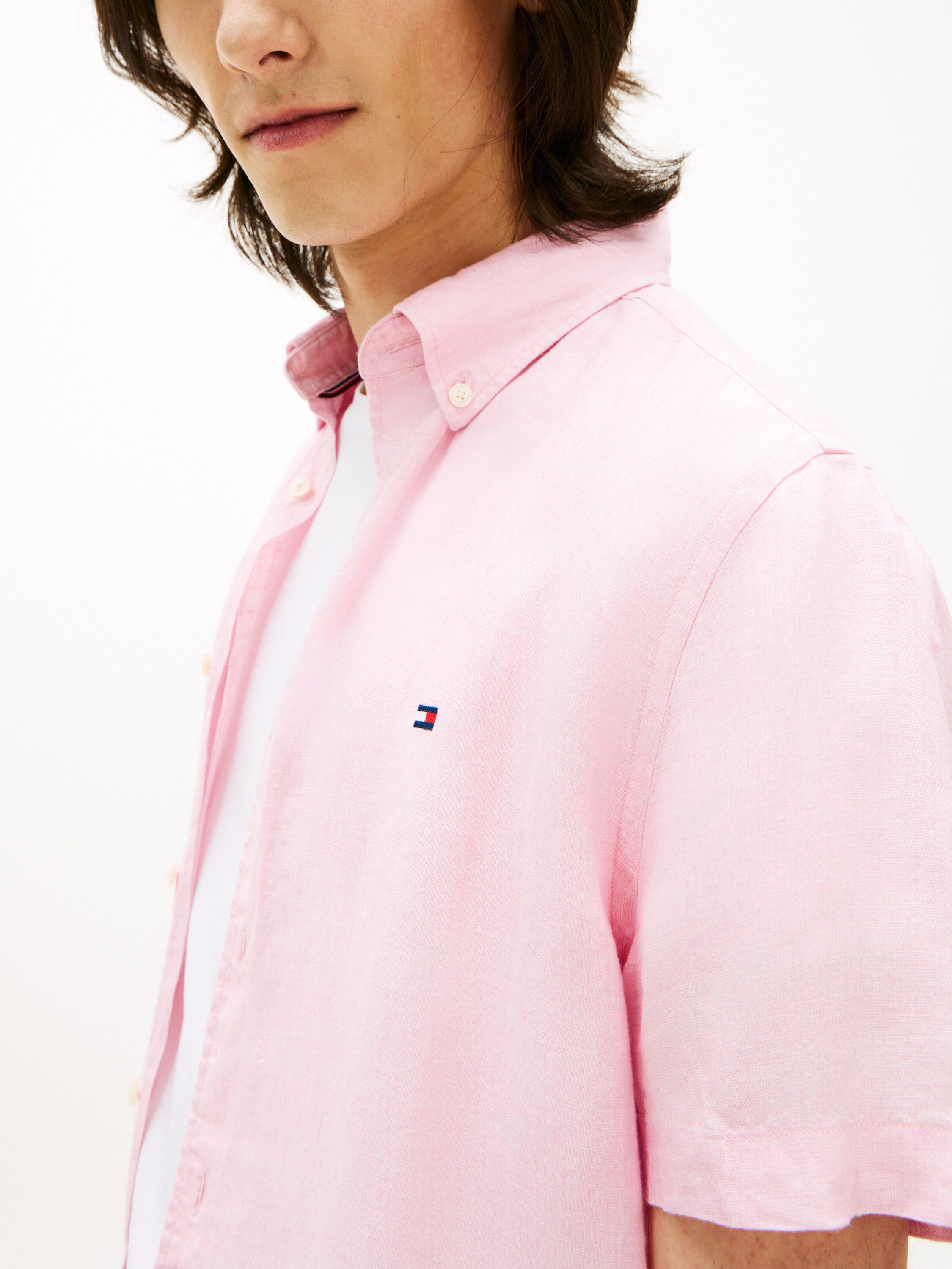 Regular Fit Washed Linen Short Sleeve Shirt