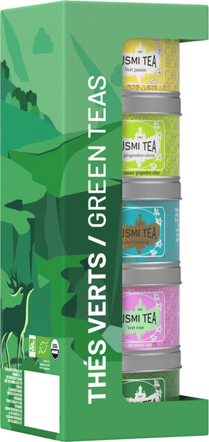 Organic Green Teas - Assortment 5 metal tin - 100gr/3. 5oz
