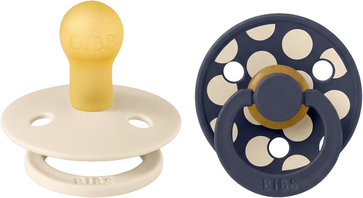 BIBS Pacifier Studio Colour 2 PACK Polka Mix Latex Size 1 Iv