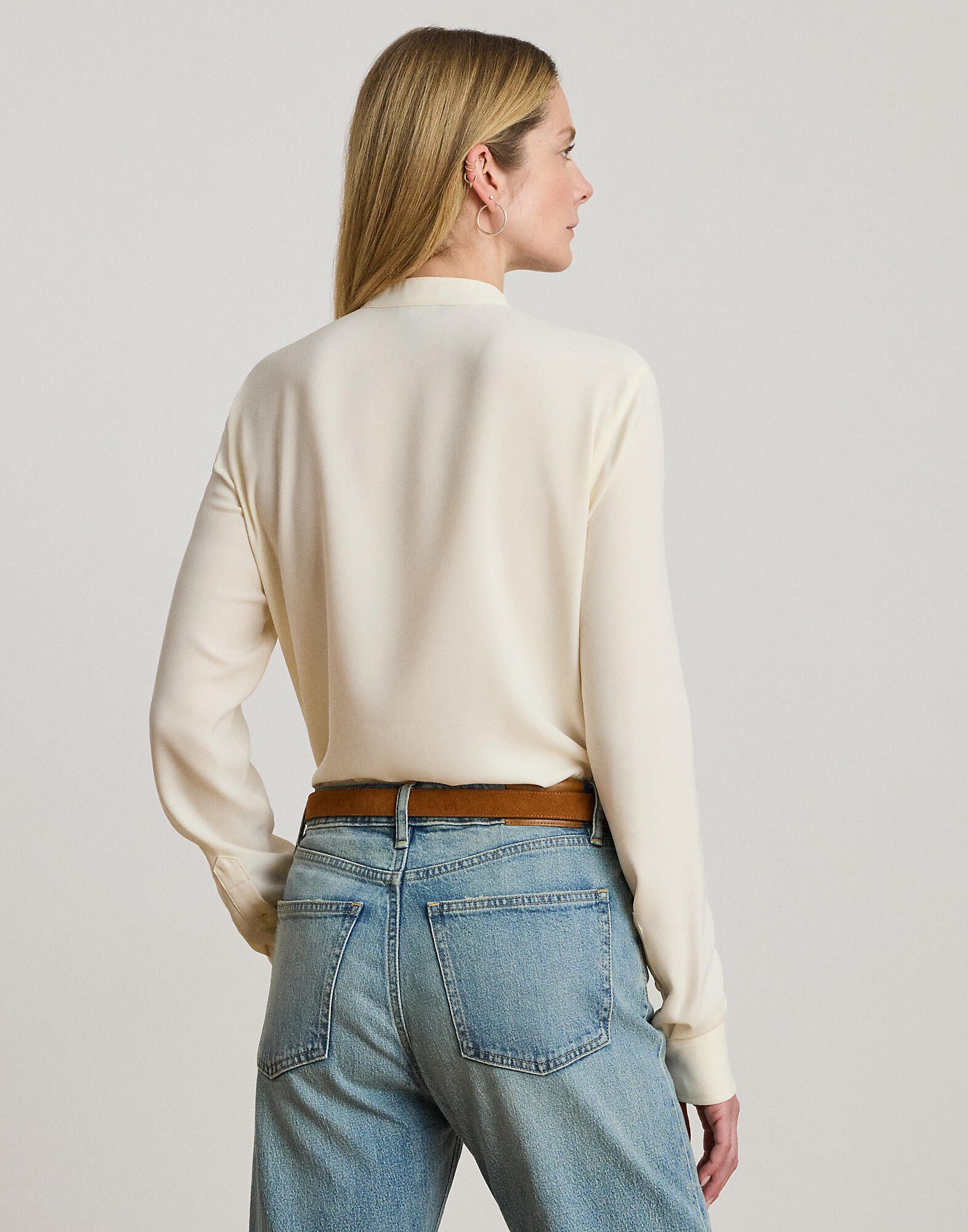 Ruffle-Trimmed Georgette Tunic