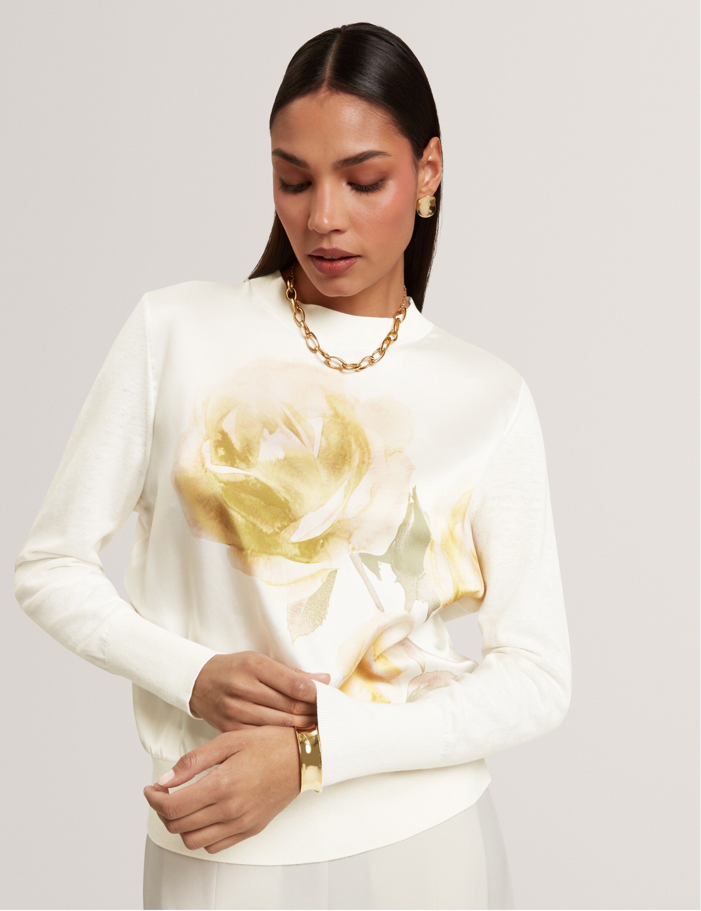 ROSINN Long Sleeve Printed Woven Fr