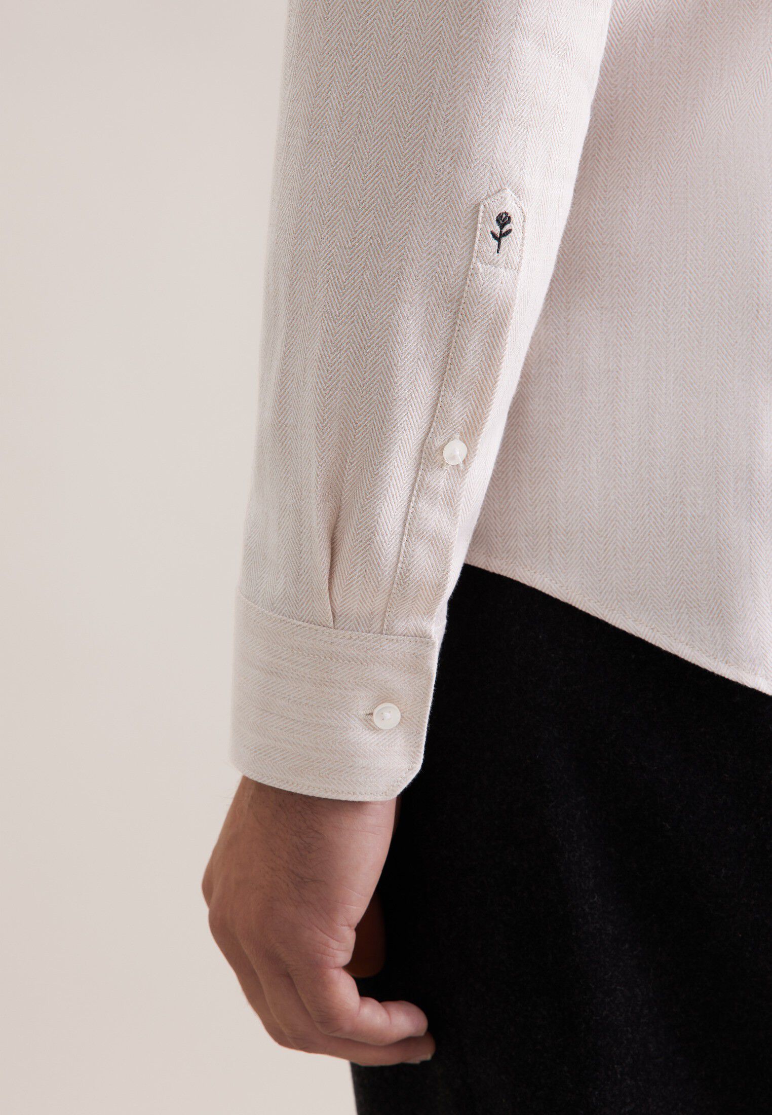 Flannel shirt Slim 1/1 Kent-Collar Herringbone