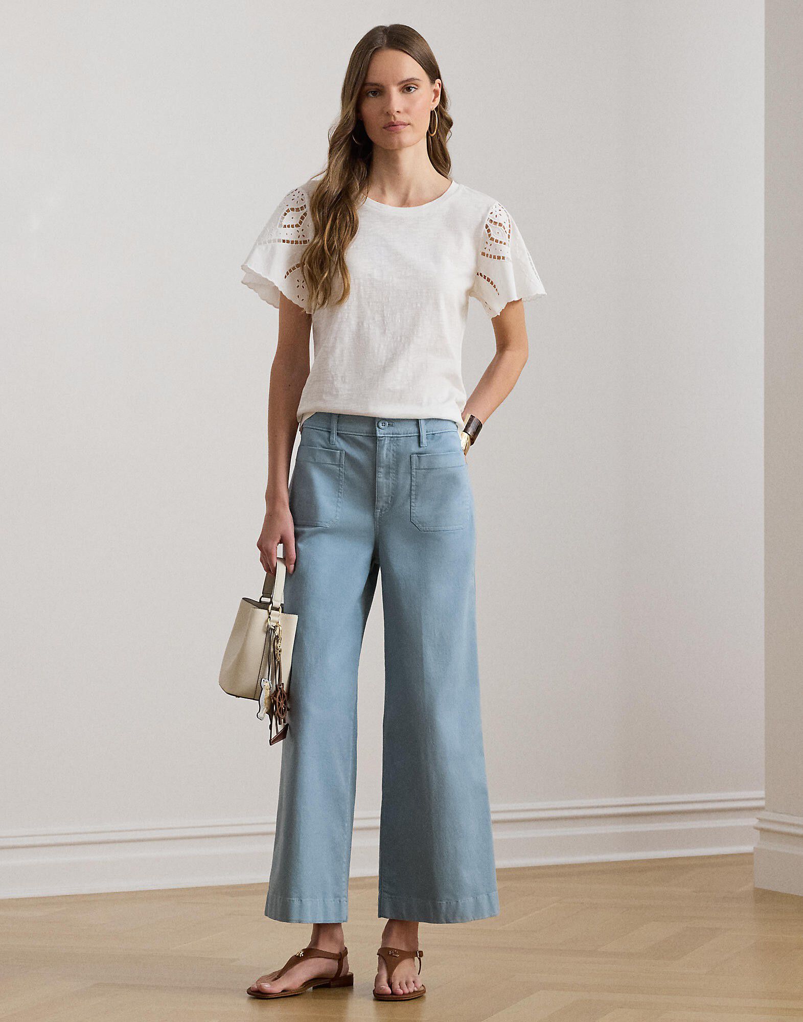 Eyelet Cotton Jersey & Broadcloth Top