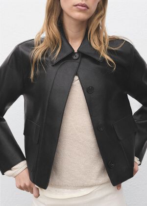 Leather-effect jacket with pockets