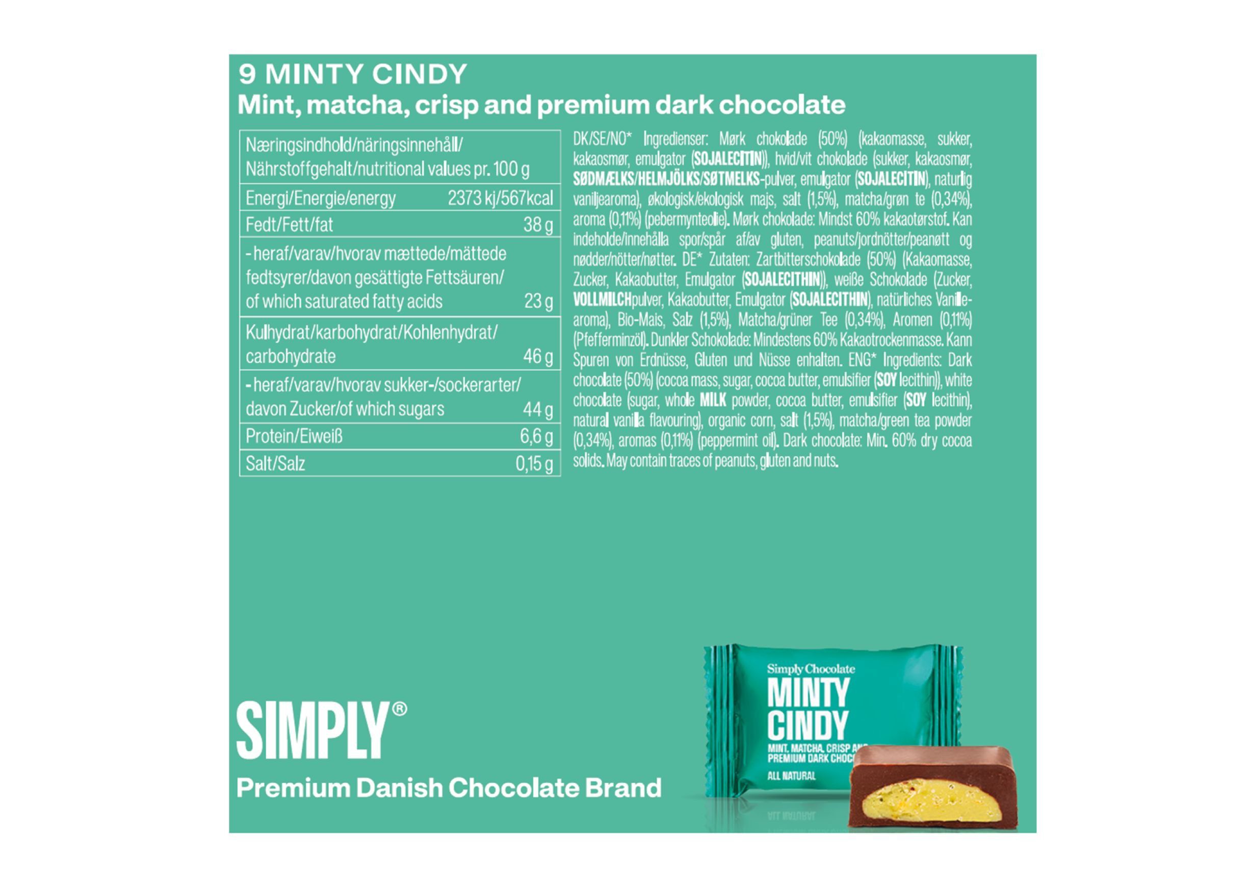 Simply&reg; MINTY CINDY chokolade&aelig;ske (90g)
