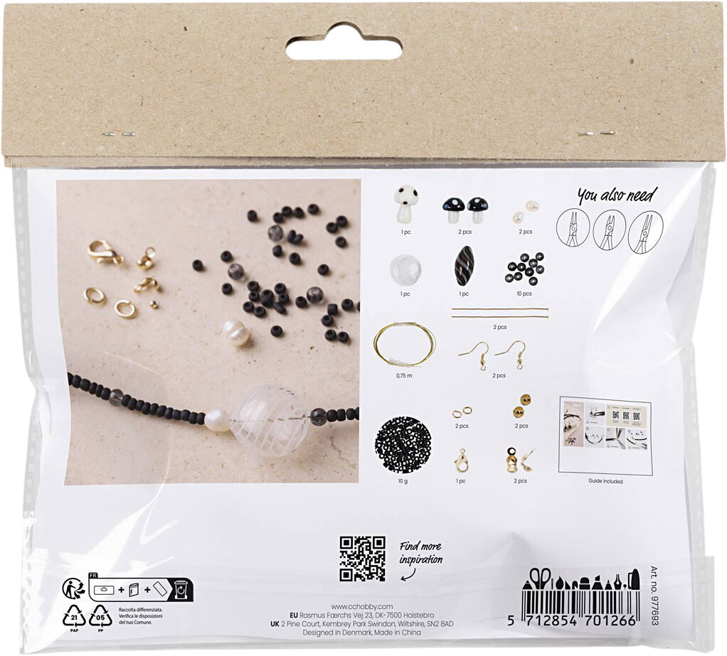 Mini DIY Kit Smykker, Chunky halsk&aelig;de, sort harmoni