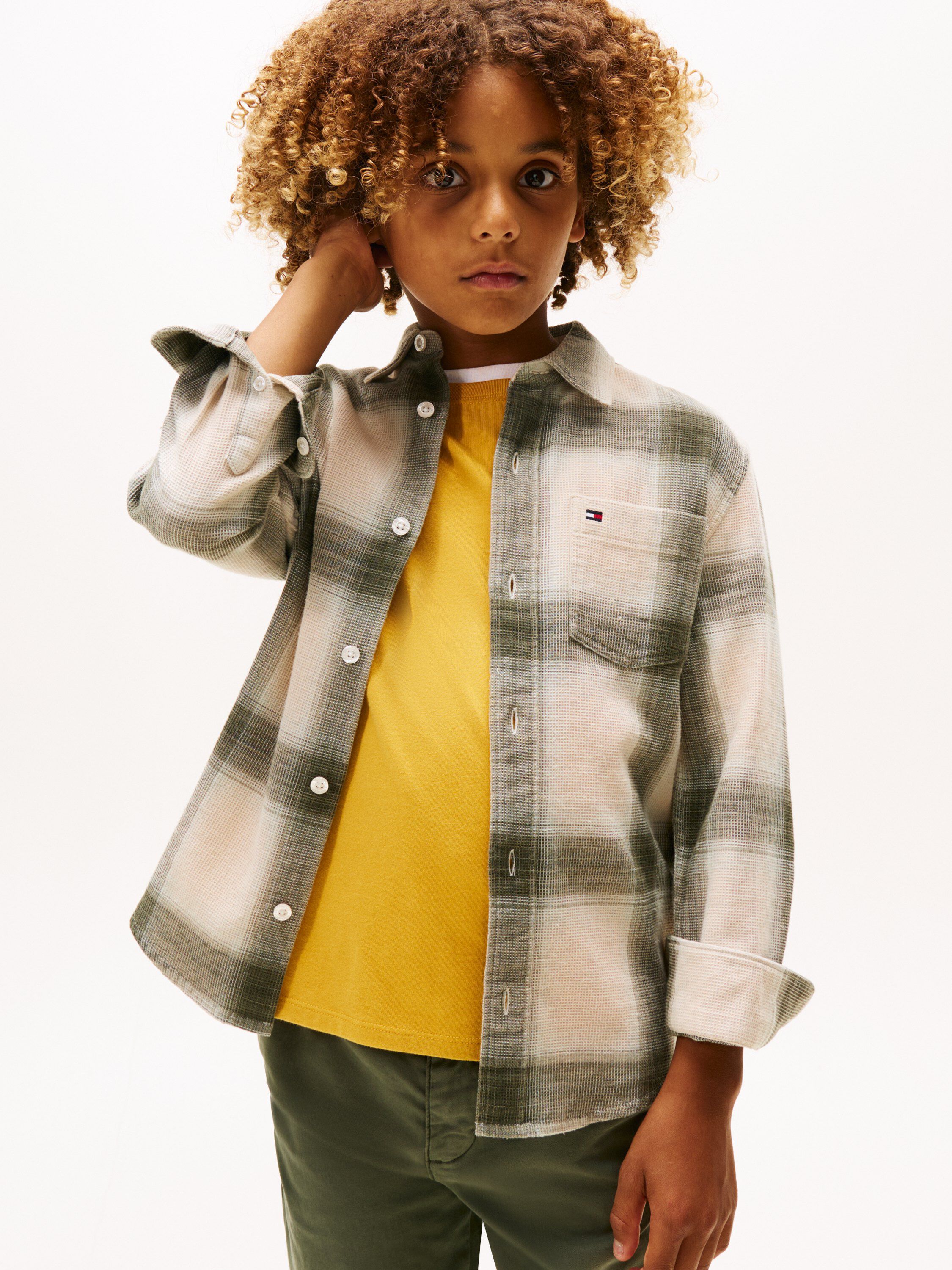 WAFFLE TEXTURE CHECK SHIRT