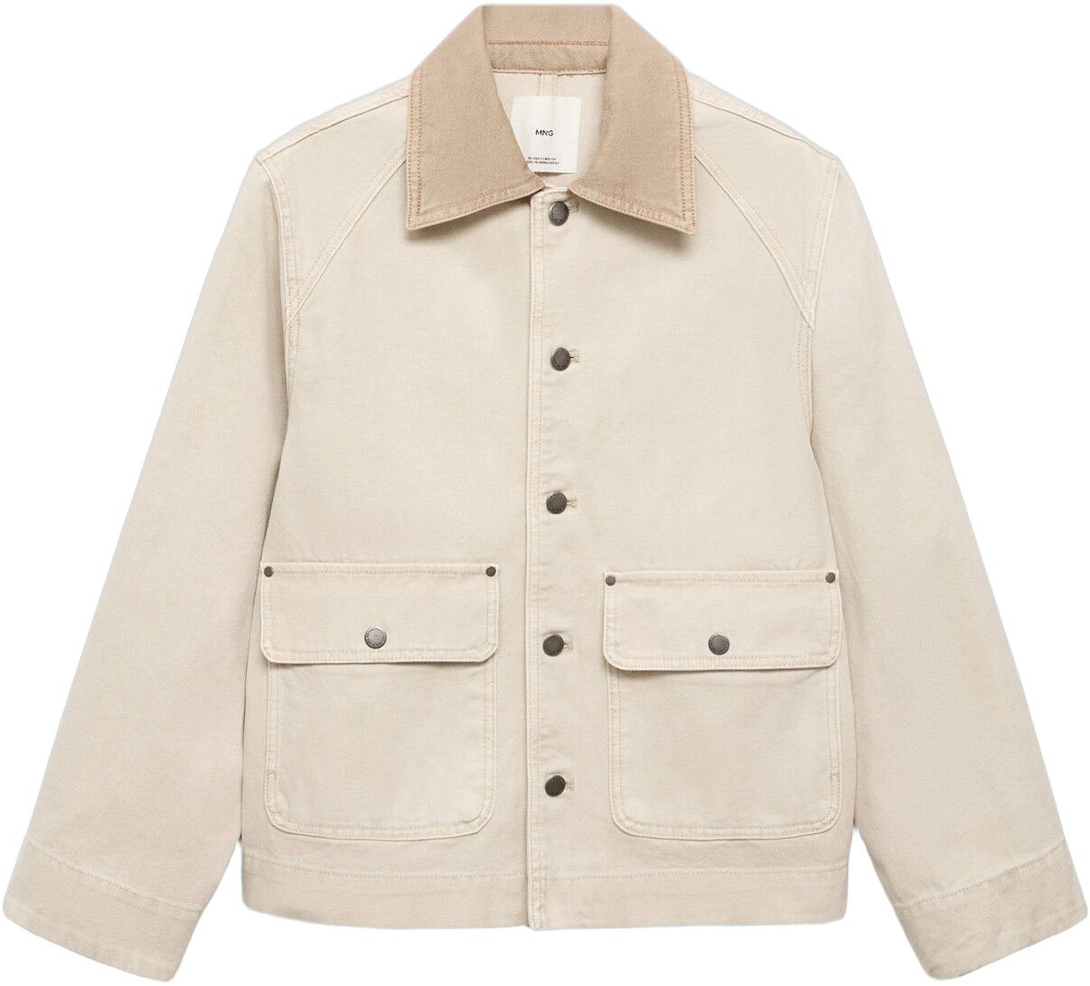 Denim parka with contrasting collar