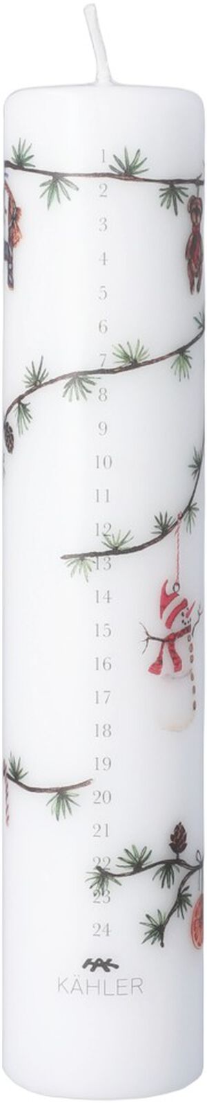 Hammershøi Christmas Kalenderlys 2025 Ø5 cm hvid m. deko