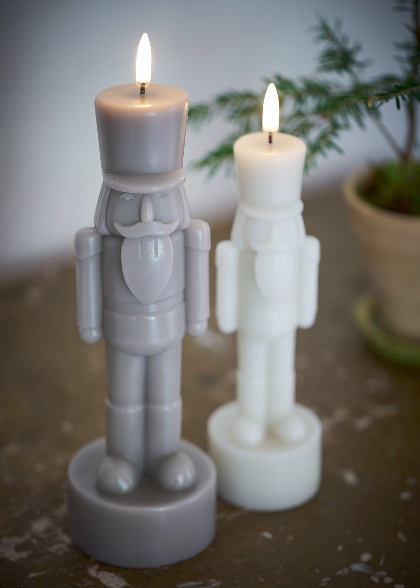 LED candle, Nutcracker, Sandstone, Smooth, 7x21 cm